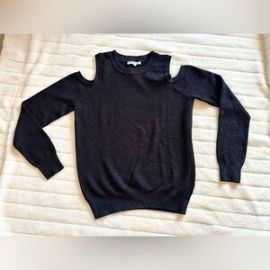 REBECCA MINKOFF COLD SHOULDER SWEATER WITH SUBTLE SPARKLE, SMALL